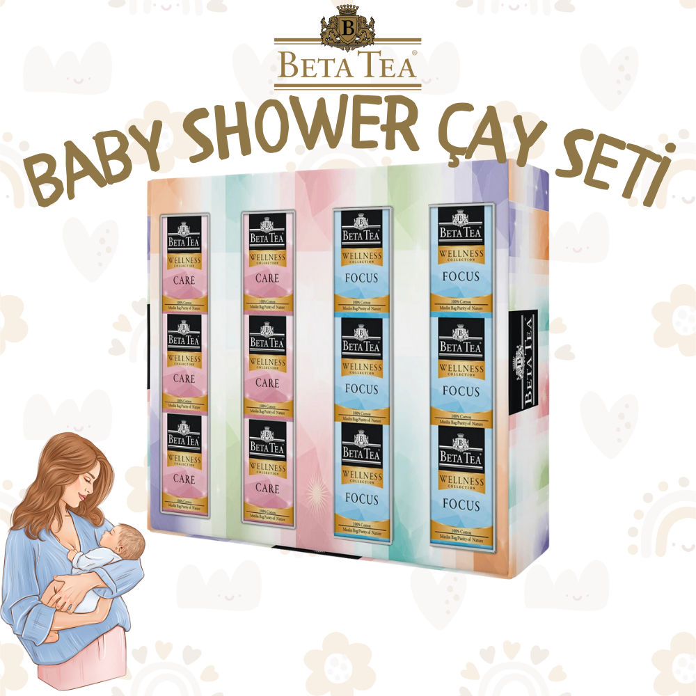 Beta Baby Shower Çay Seti - %100 Pamuk Dokuma Piramit Poşet Çay 12'li Set 22.8 gr