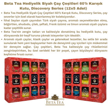 Beta Tea Hediyelik Siyah Çay Çeşitleri 60'lı Karışık Kutu, Discovery Series (12x5 Adet)