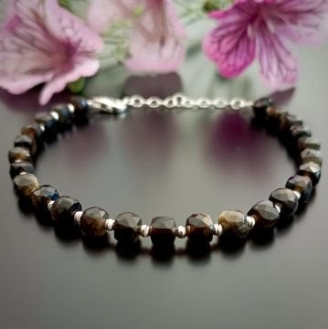 Gold Obsidyen Tasarım Gümüş Bileklik