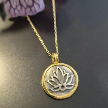 Lotus Çiçeği Gümüş Kolye