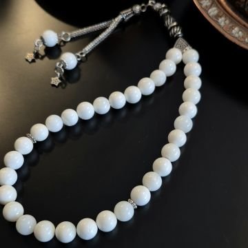 Beyaz Sedef 33 lük Doğal Taş Tesbih