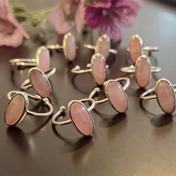 Pembe Kuvars Gümüş Yüzük
