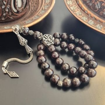 Lal Garnet 33 lük Gümüş Tesbih