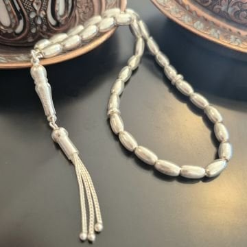 Arpa Kesim 33 lük 3 Kamçılı Gümüş Tesbih