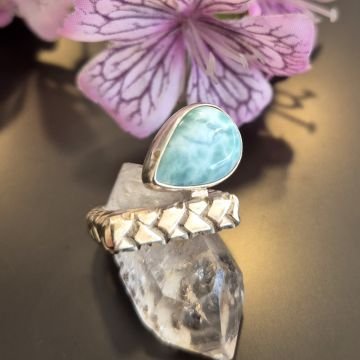 Larimar Taşı Tasarım Gümüş Yüzük