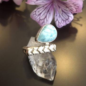Larimar Taşı Tasarım Gümüş Yüzük