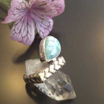 Larimar Taşı Tasarım Gümüş Yüzük