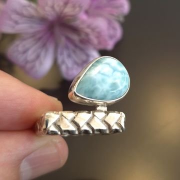 Larimar Taşı Tasarım Gümüş Yüzük