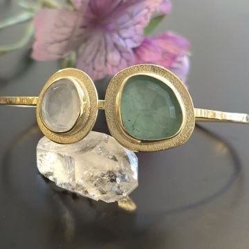 Akuamarin ve Kuvars Tasarım Gümüş Bileklik