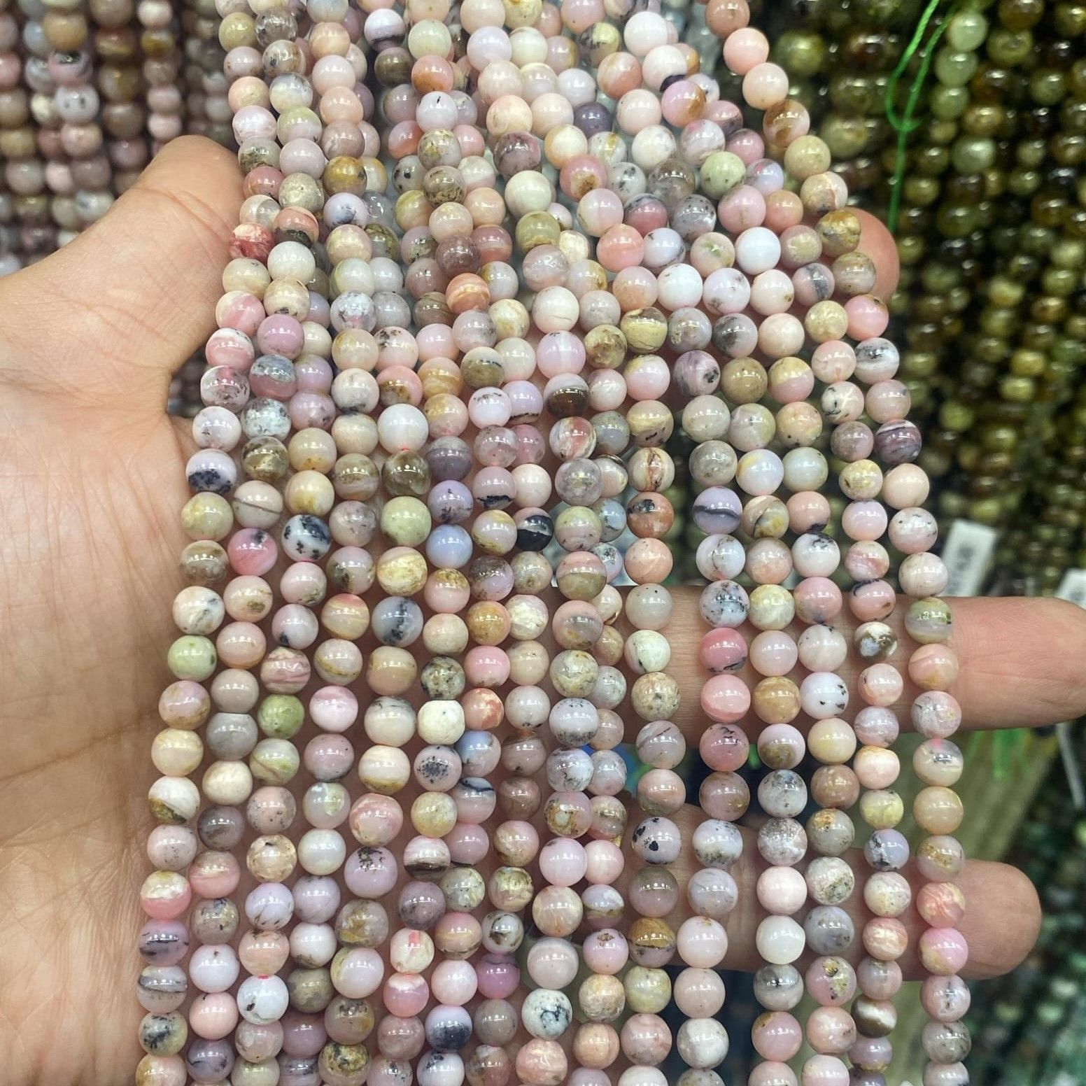 Pembe Opal Doğal Taş Dizi 6mm