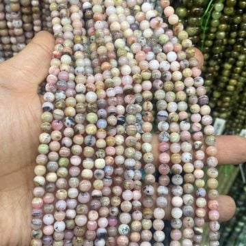 Pembe Opal Doğal Taş Dizi 6mm