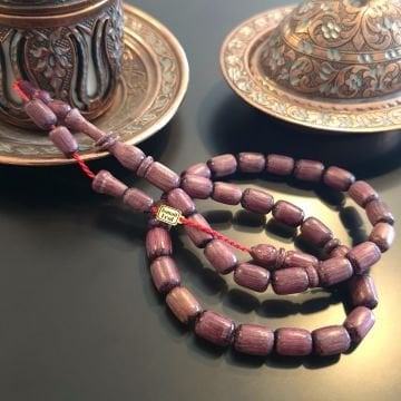 Kapsül Kesim Usta İşçilikli Mor Gül Ağacı 33 lük Tesbih