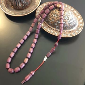Kapsül Kesim Usta İşçilikli Mor Gül Ağacı 33 lük Tesbih