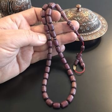 Kapsül Kesim Usta İşçilikli Mor Gül Ağacı 33 lük Tesbih
