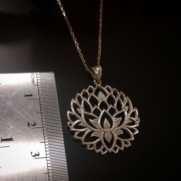 Lotus Çiçeği Gümüş Kolye