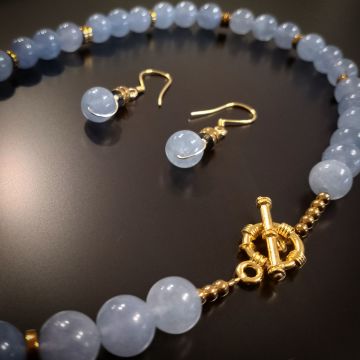 Akuamarin Kolye ve Küpe Set
