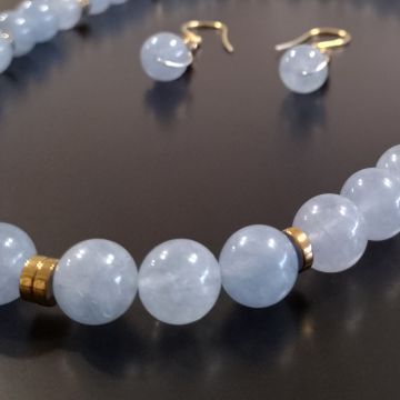Akuamarin Kolye ve Küpe Set