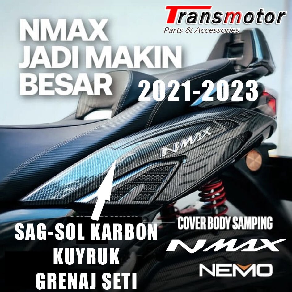 Nmax 125/155 2021-2023 Karbon Kuyruk Grenaj Seti Nmax Logolu