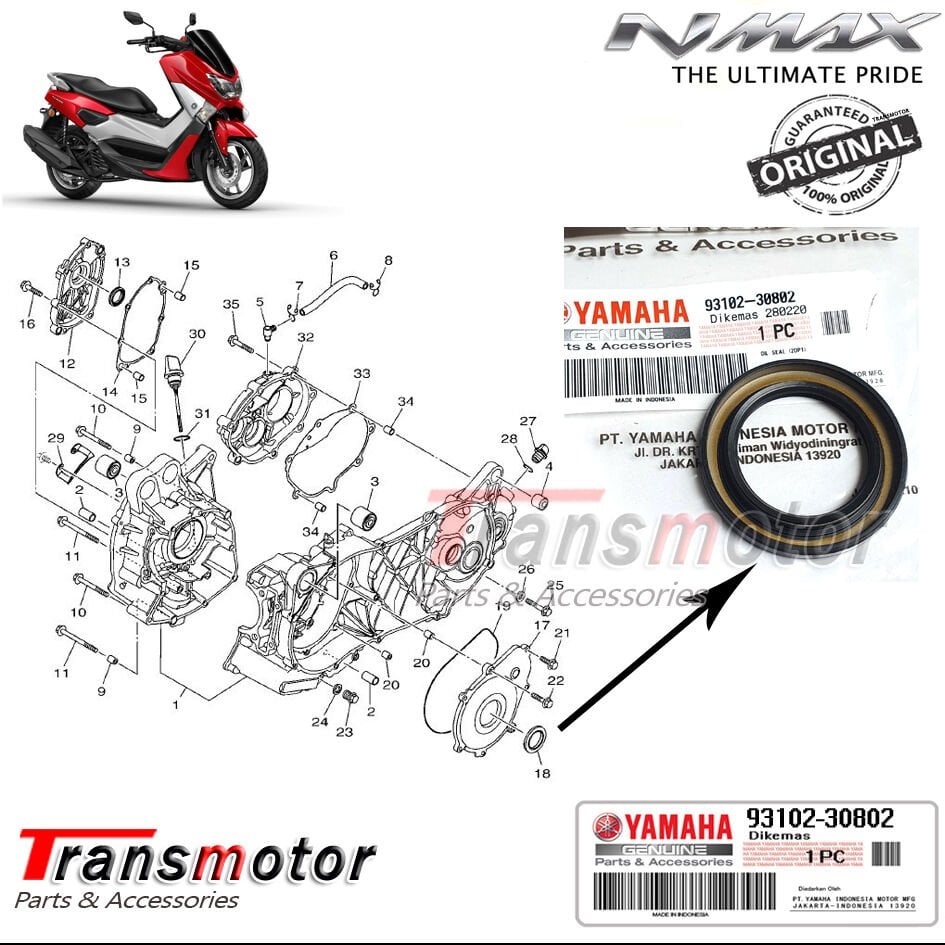 Orijinal NMAX 125/155 Krank Keçesi