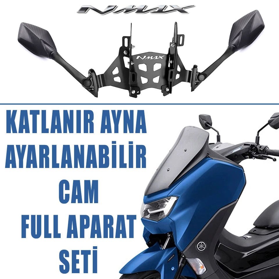 Nmax 125/155 2021-2024 Katlanır Ayna ve Bar Seti + Ayna Kapatma Vida Seti Hediye