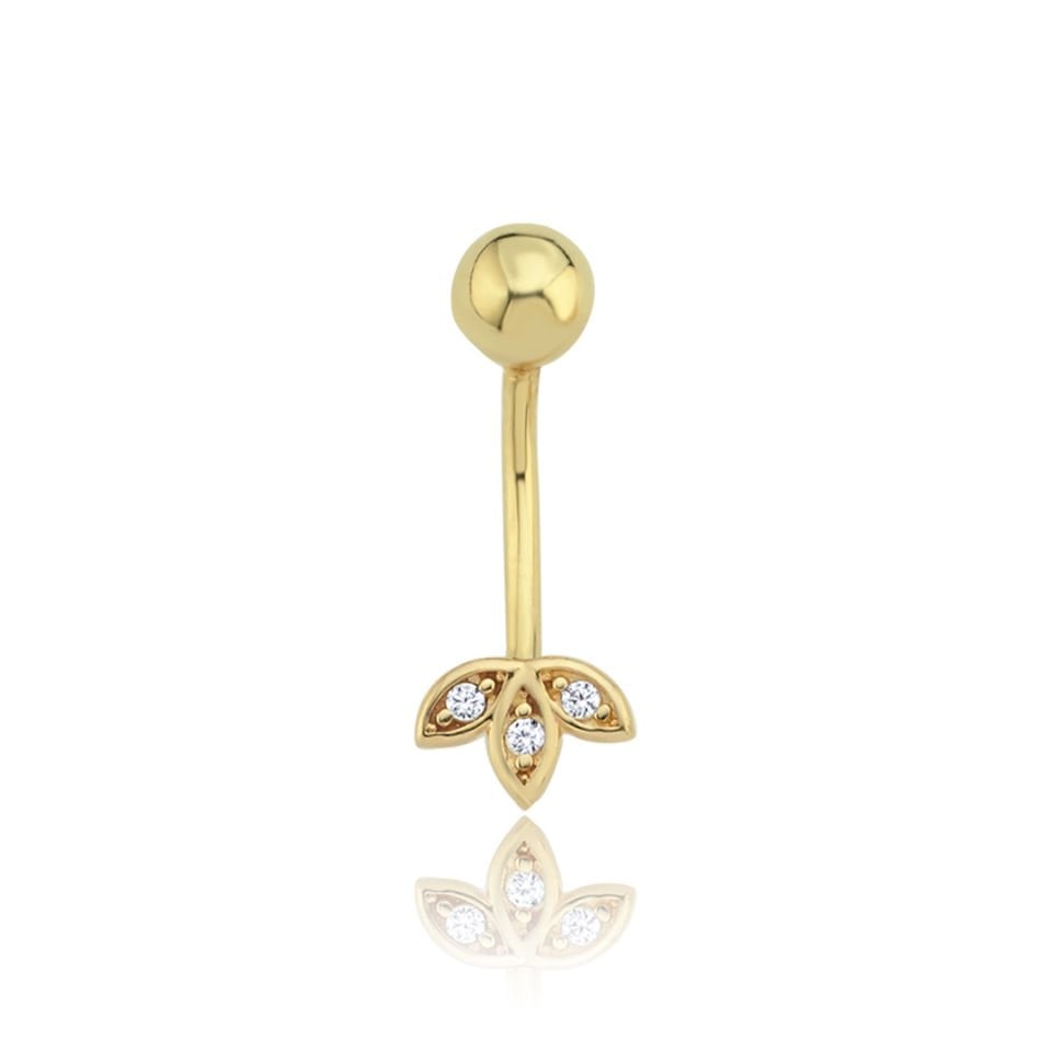 Taşlı Lotus Göbek Piercing