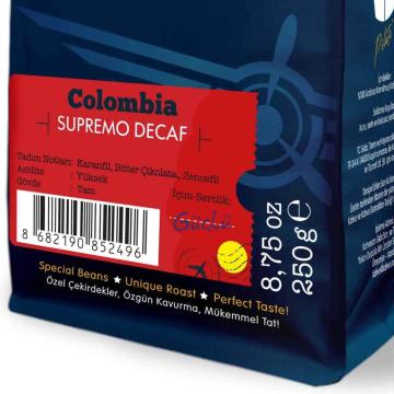 Moliendo Colombia Supremo Decaf  (Kafeinsiz) Yöresel Kahve