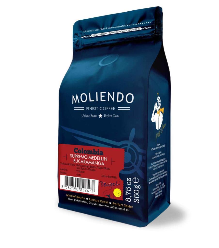 Moliendo Colombia Medellin Supremo Yöresel Kahve 1000 gr.