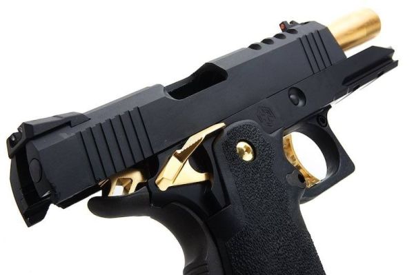 AW HX2711 4.3 Hi-Capa SLIDECUT COMPACT GBB Airsoft Tabanca ( Black/Gold )