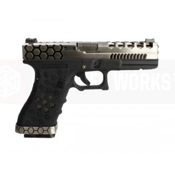 AW VX0100 GLOCK17 G17 HexCut GBB Airsoft Tabanca - Silver - Siyah