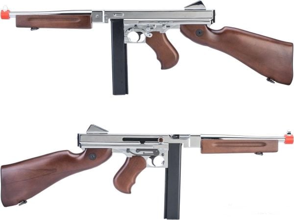 Cybergun Thompson M1A1 AEG Silver Gerçek Ahşap Airsoft Tüfek (Real Wood)