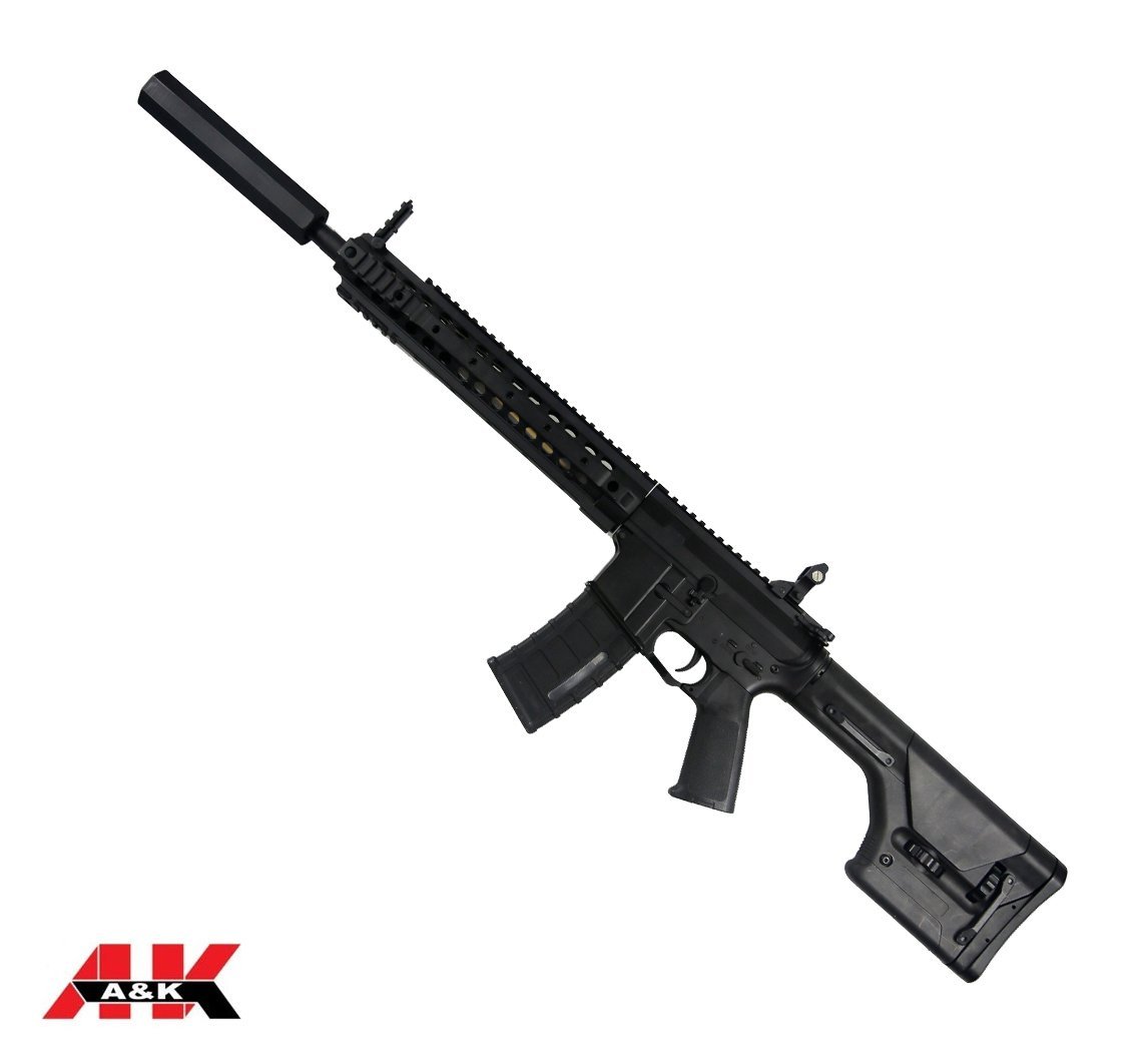 A&K M4 DMR Diamond Head Susturucu Replikalı AEG Airsoft Tüfek - Siyah