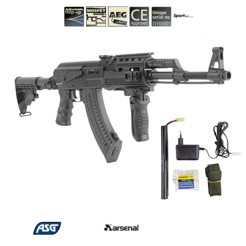 ASG AK-47 Arsenal Full Stock AEG - M7T Black RIS Model – Airsoft Atlanta