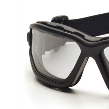 PYRAMEX I-FORCE Siyah Bant/Saplı - Renksiz Dual H2X Anti-Fog Koruyucu BALISTIK Gözlük ESB7010SDT - Siyah Çerçeve