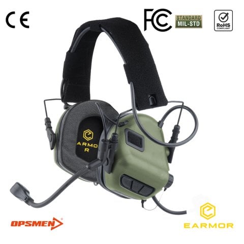 Earmor M32 Mark3 Milpro İşitme Koruyucu İletişim Mikrofonlu Kulaklık - Yeşil