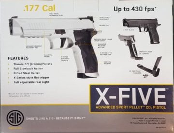 SIG SAUER X-FIVE HAVALI TABANCA 4.5mm SIYAH SigSauer Lisanslı