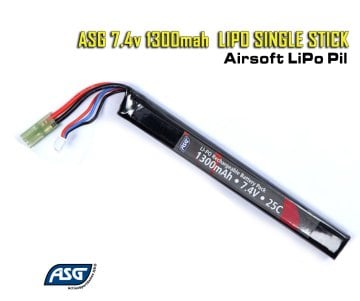 ASG 7.4v 1300mah AIRSOFT LIPO PIL SINGLE STICK (18568)