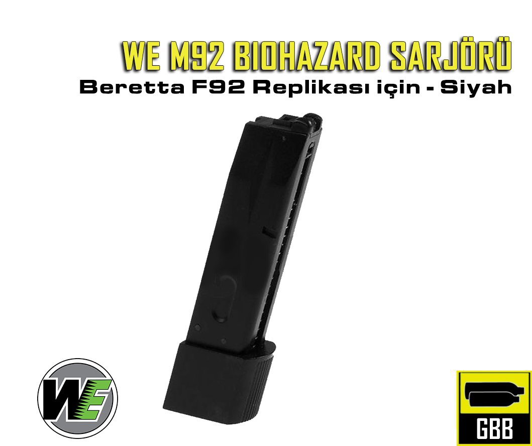 WE BIOHAZARD M92 BERETTA F92 26 BB ŞARJÖR - SİYAH RENK