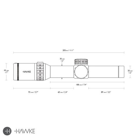 HAWKE 18402 FRONTIER 30 1-6x24 Tactical Dot 6x Reticle Tüfek Dürbünü