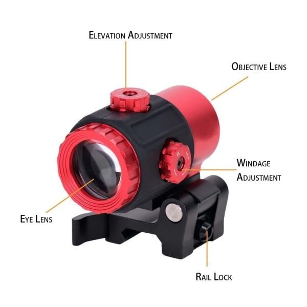 SOTAC 558 G43 Red & Green Dot Holographic Reflex Sight Scope with G43 3X Magnifier Combo Built-in Flip QD Mount Nişangah- Kırmızı