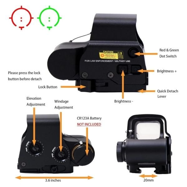 SOTAC 558 Red Green Dot Holo Sight Metal Scope 10 Levels Brightness Adjustment Holographic Sight Nişangah - Tan