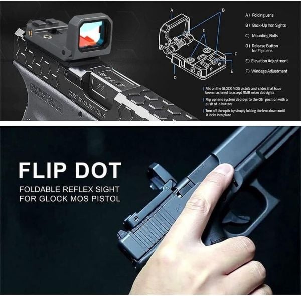 SOTAC Flipdot Reflex Optic 1x22mm 3 MOA Red Dot Sight Pembe Nişangah - VISM-PINK