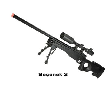 JG / Angel Custom L96 APS-2 Fabrika UPGRADE'li Airsoft Bolt Action Sniper Tüfeği - Siyah