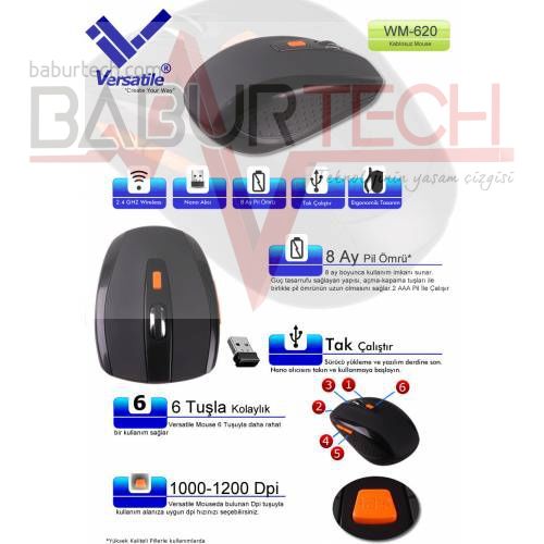 Versatile WM-620 Kablosuz Wireless Mouse Fare Lüx