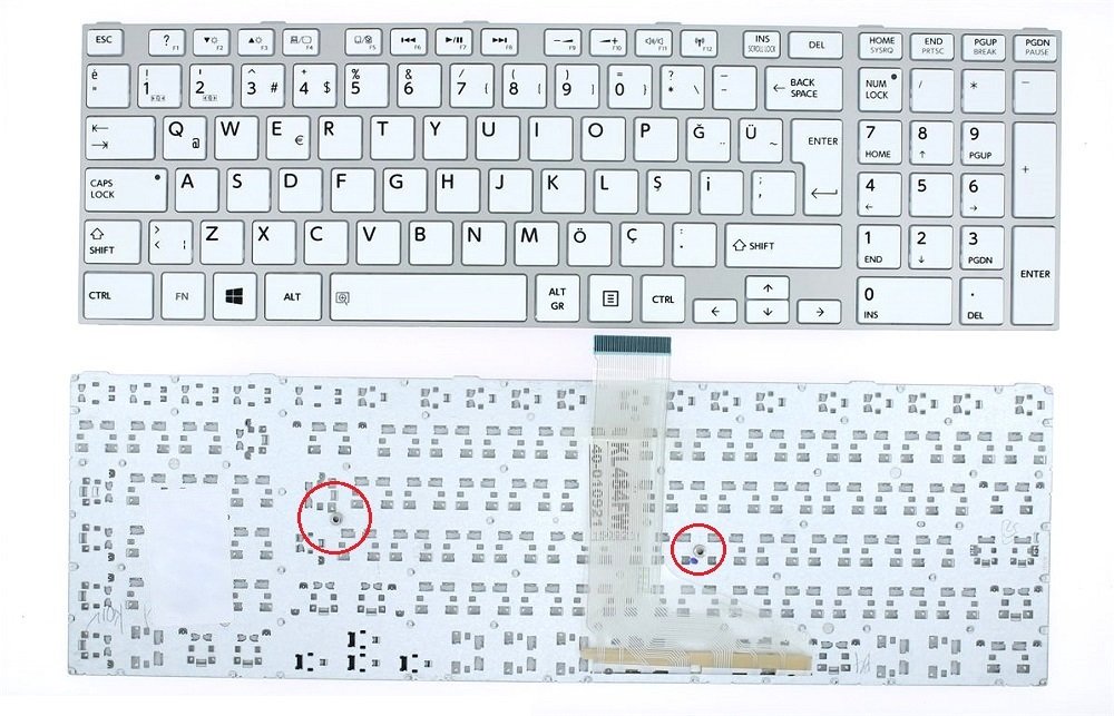 Toshiba Satellite L50-A-11N L50-A-11R Çerçeveli Klavye Tuş Takımı Beyaz