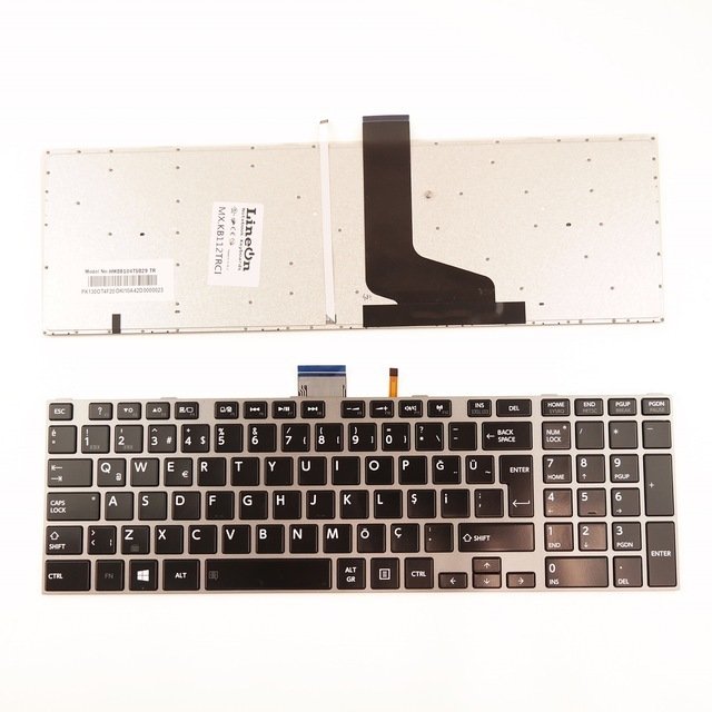 Toshiba Satellite P850 P850D P855 P855D Çerçeveli Ledli Klavye Tuş Takımı Gri