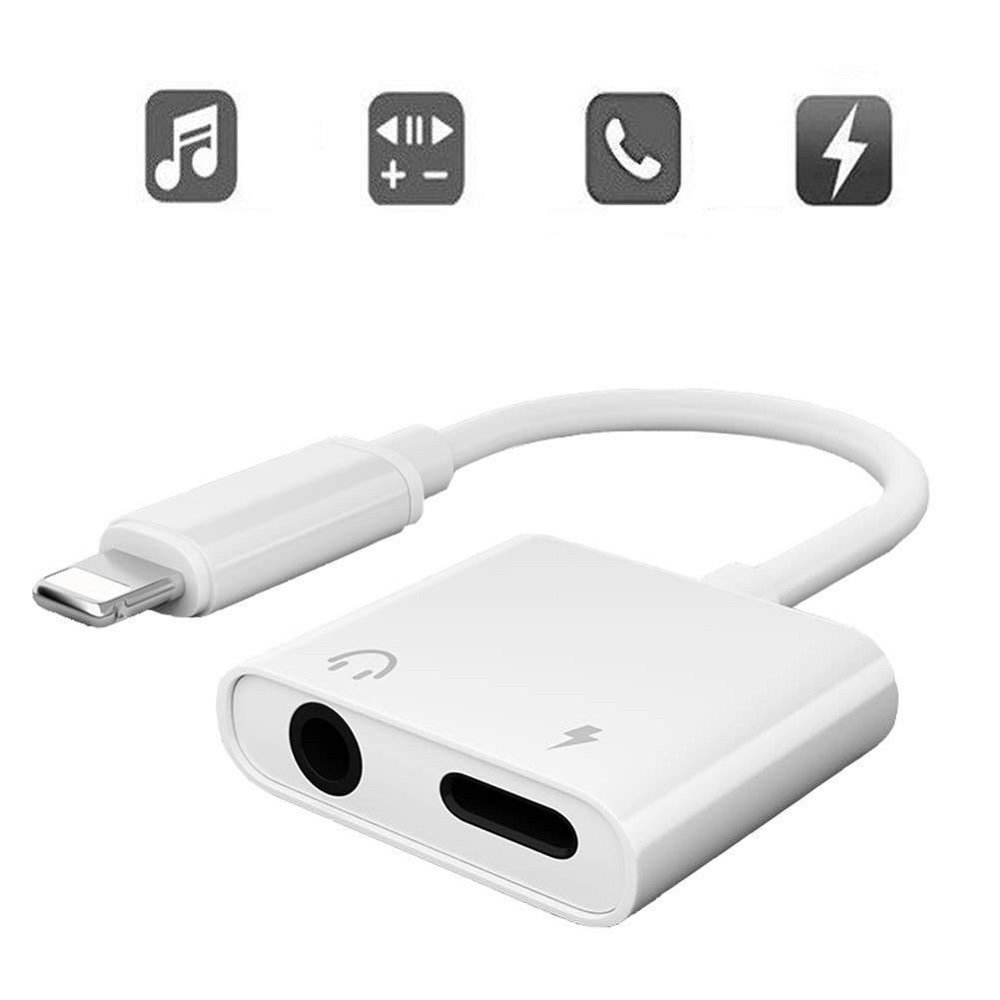 Apple iPhone X XR XS MAX PLUS Lightning İkili Aux Kulaklık + Şarj Kablosu Çevirici