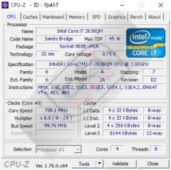 Intel Core i7 2.Nesil Mobil i7-2630QM 2.90 GHZ SR02Y Laptop İşlemci CPU