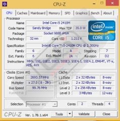 Intel Core i5 2.Nesil Mobil i5-2410M SR04B 2.30GHz Laptop İşlemci CPU