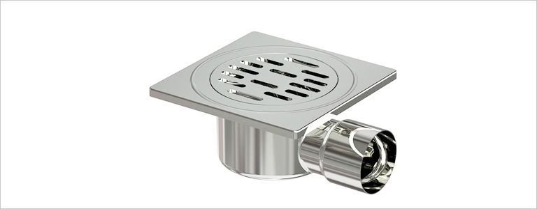Komple Paslanmaz Yer Sifonu  20x20 Q70 Yandan