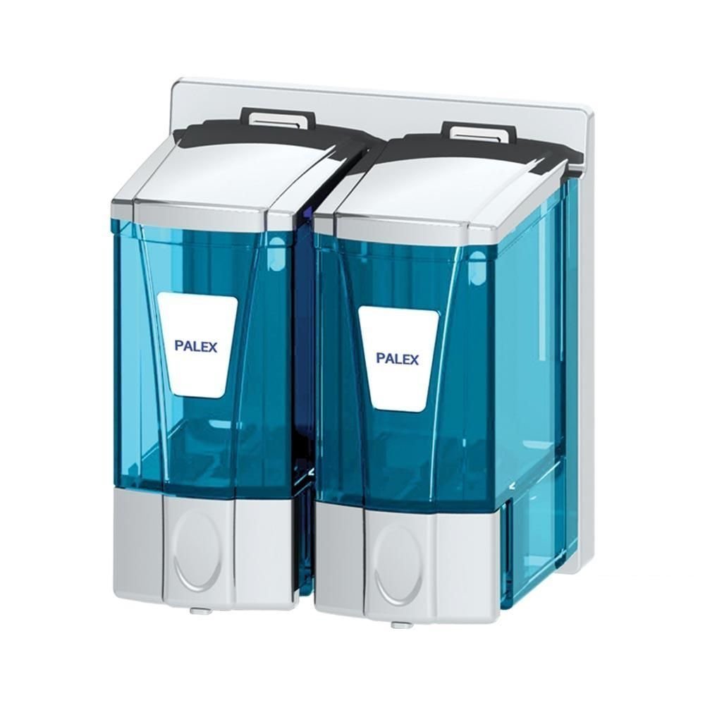Mini Sıvı Sabunluk Çiftli 250×2 cc Şeffaf Krom